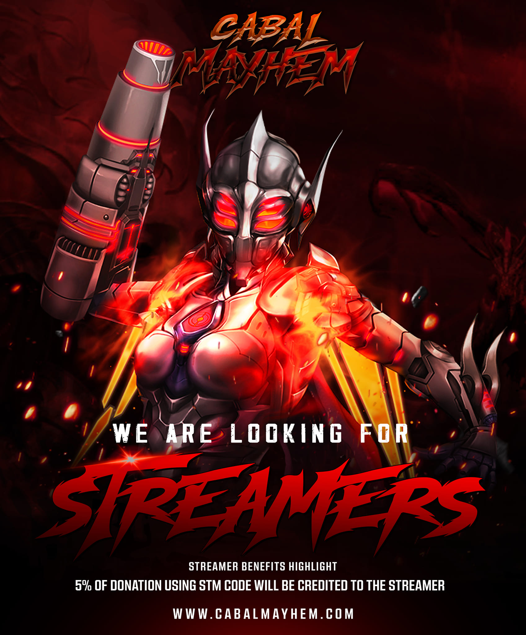 Cabal Maximum — streamer recruitment promotional poster
